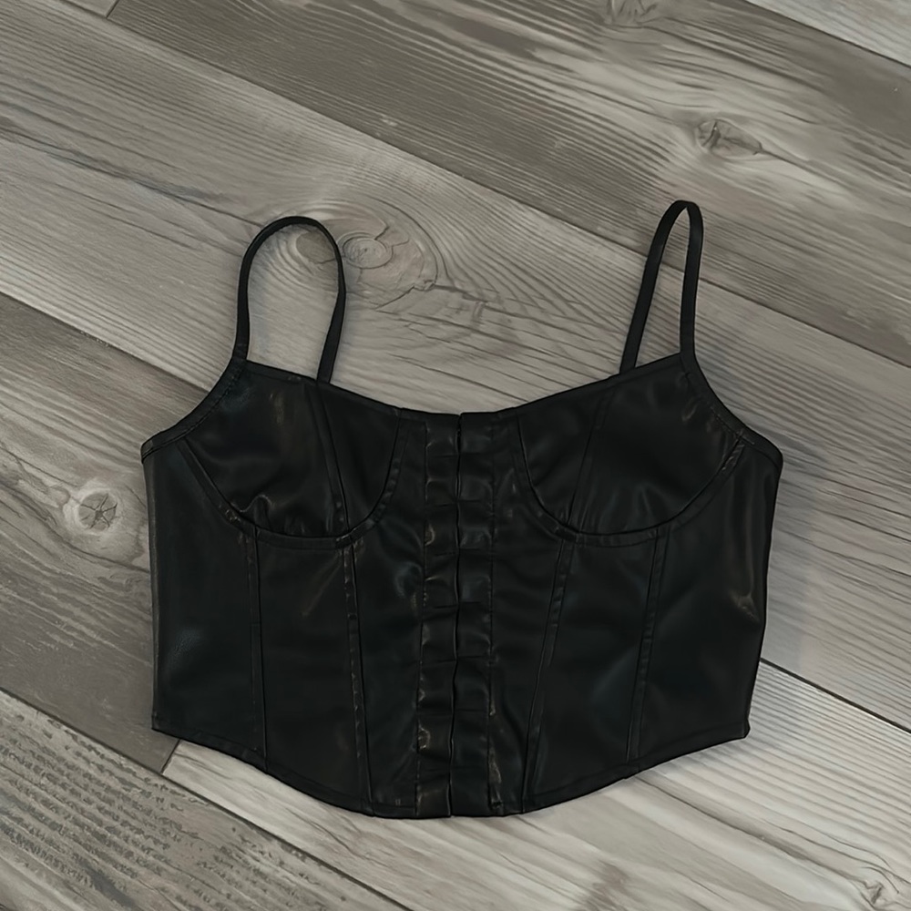 Leather Cropped Tank Top